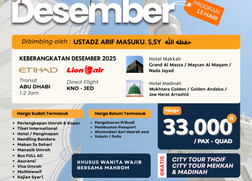 Program Umroh 13 Hari Desember 2025